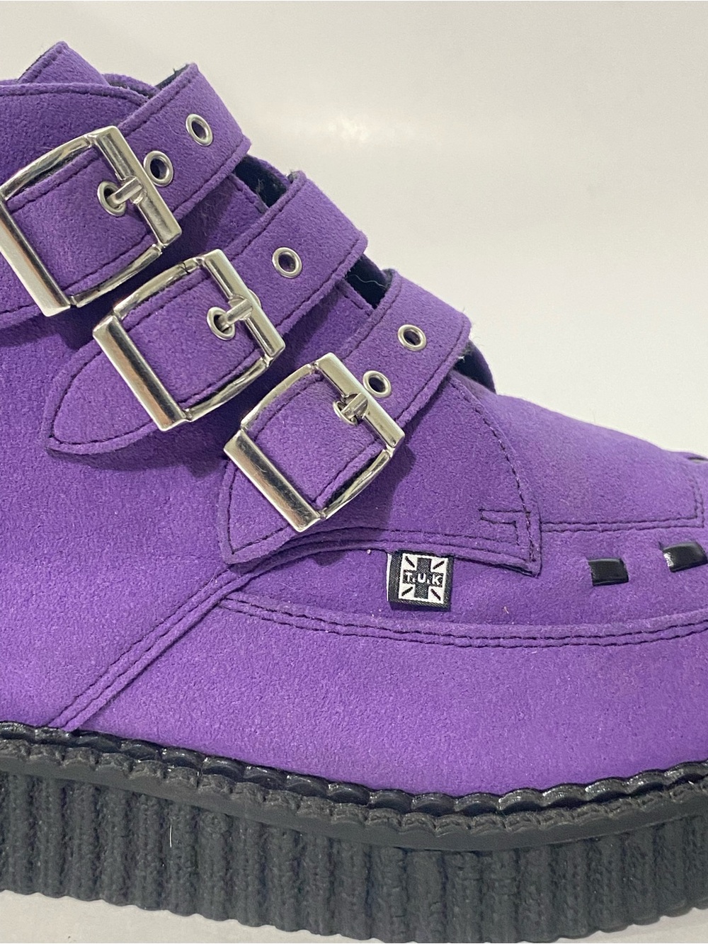 T.U.K. Purple Triple Buckle Pointed Creepers Men 7 Women 9 NWOT Goth Punk - Picture 6 of 12